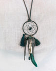 Dream Catcher Faux Suede Necklace With Gold Hardware