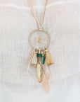 Dream Catcher Faux Suede Necklace With Gold Hardware