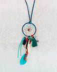 Dream Catcher Faux Suede Necklace With Gold Hardware