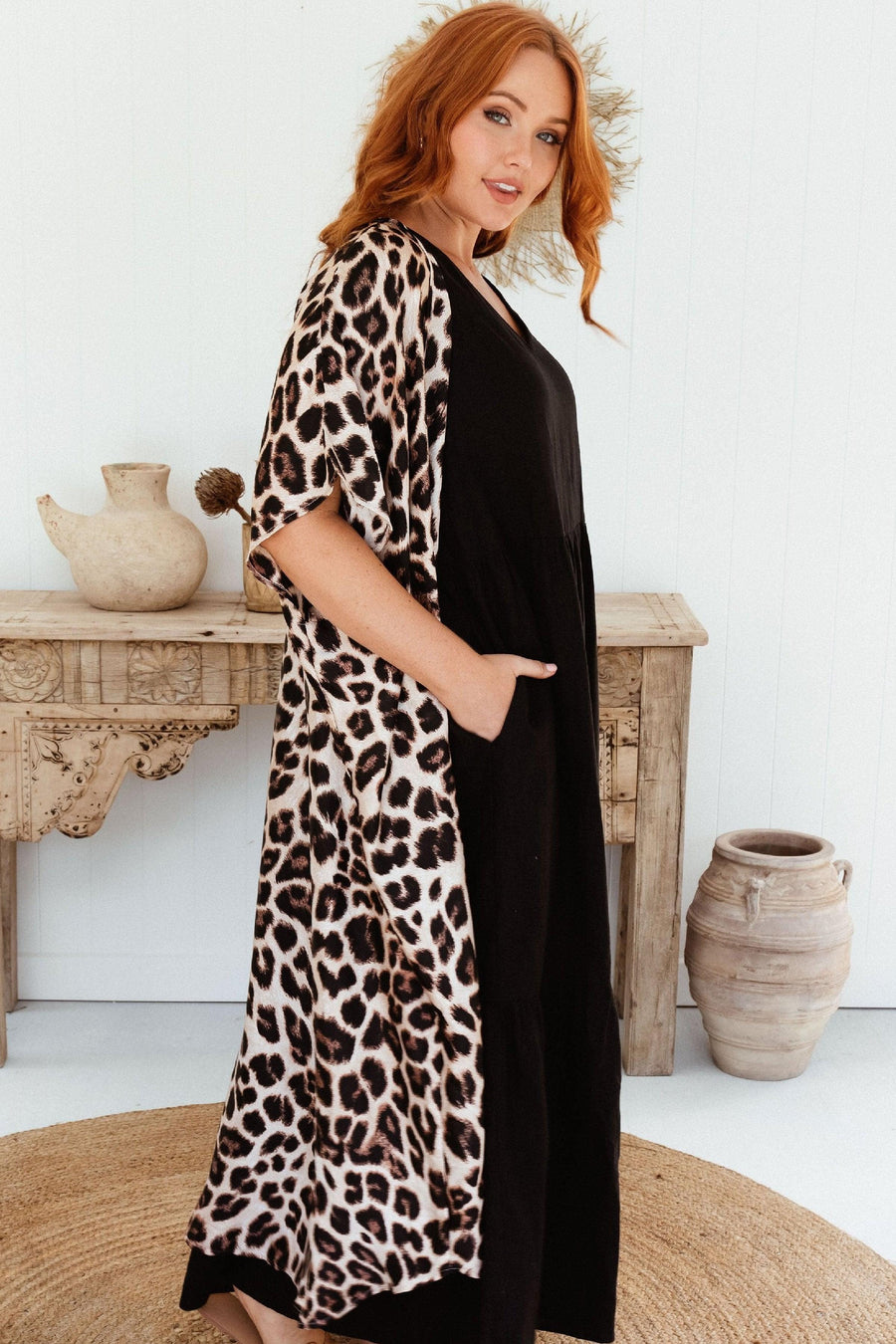 Chiara Silky Kimono in Leopard Print