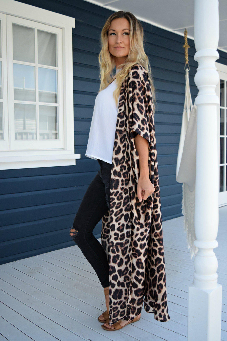 Chiara Silky Kimono in Leopard Print