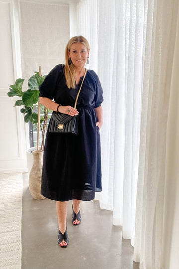 Cleo Pin Tuck Midi Linen Dress