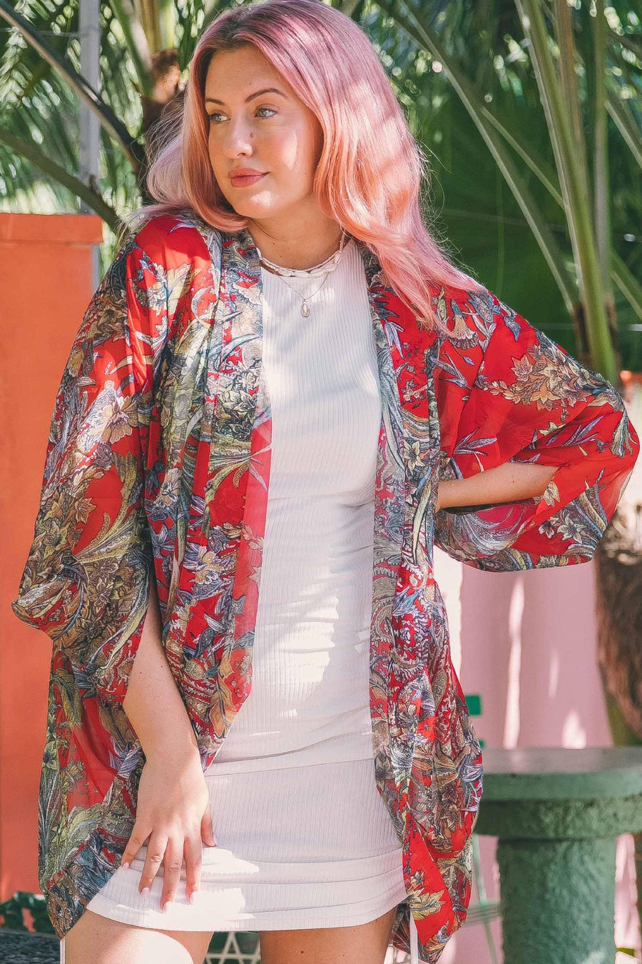 Red sales chiffon shrug